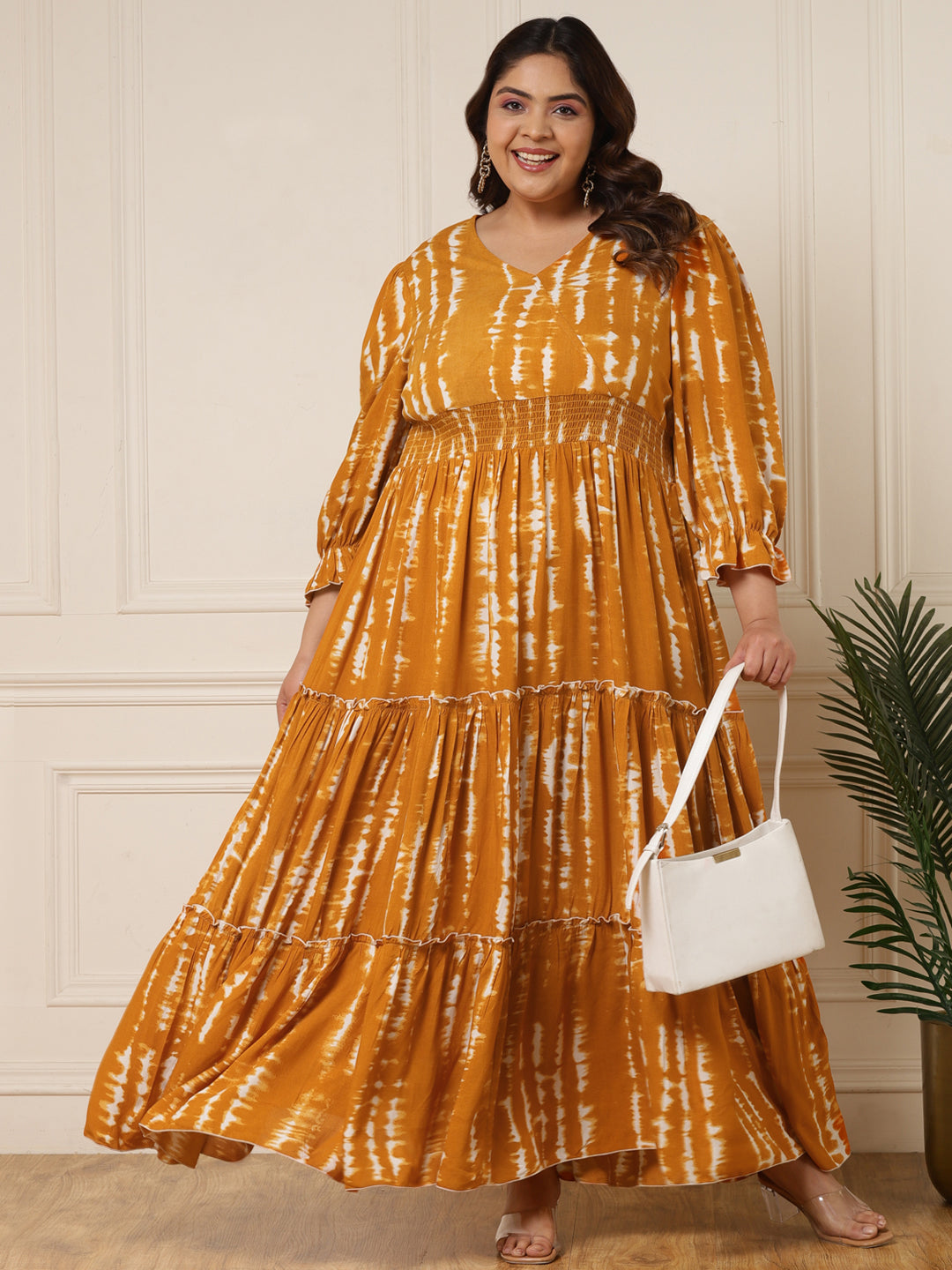 Ethnic Wear Plus Size Layered Maxi Dress Burgundy Gold Plus Size Floral  Print A-line Maxi