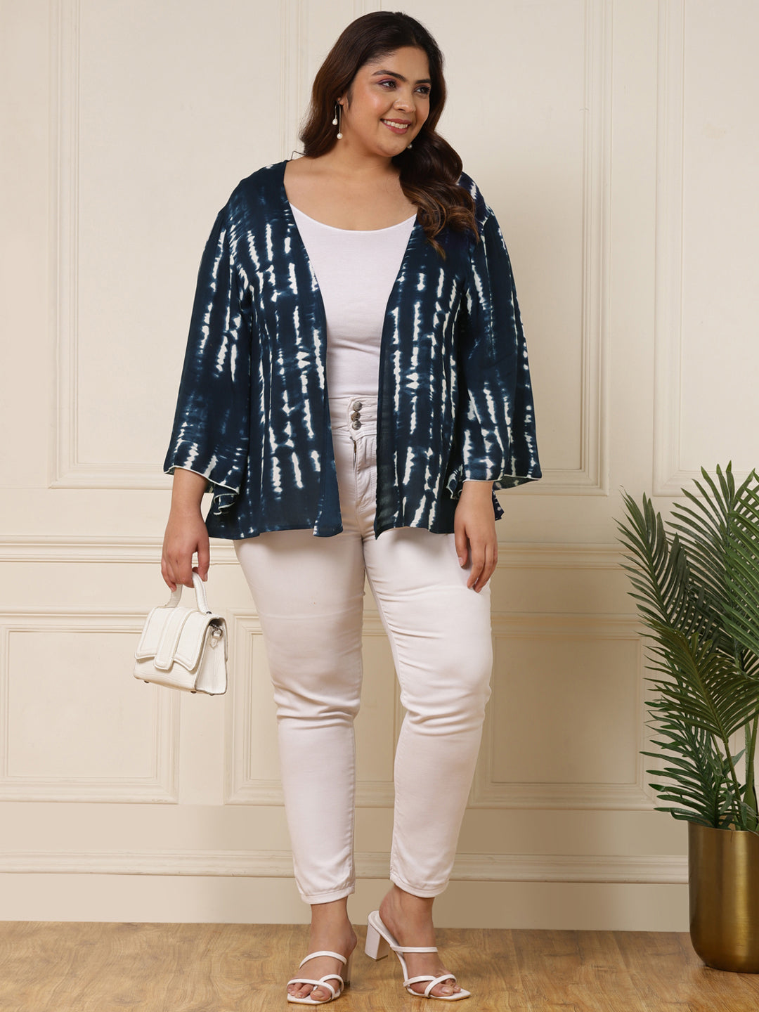 Women's Plus Size Tie Dyed Open Front Shrug - Main Image