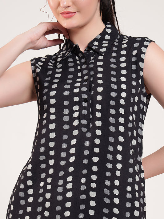 Black Polka Women Short Dress