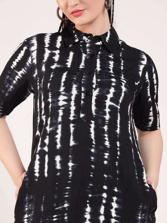 Black Tie Dye Women T-Shirt Dress
