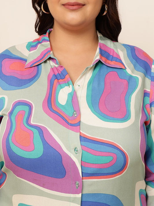 Women's Plus size Abstract printed shirt