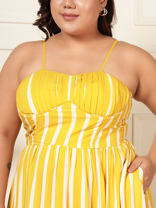 Yellow Corset Style Women Maxi Plus Size Dress