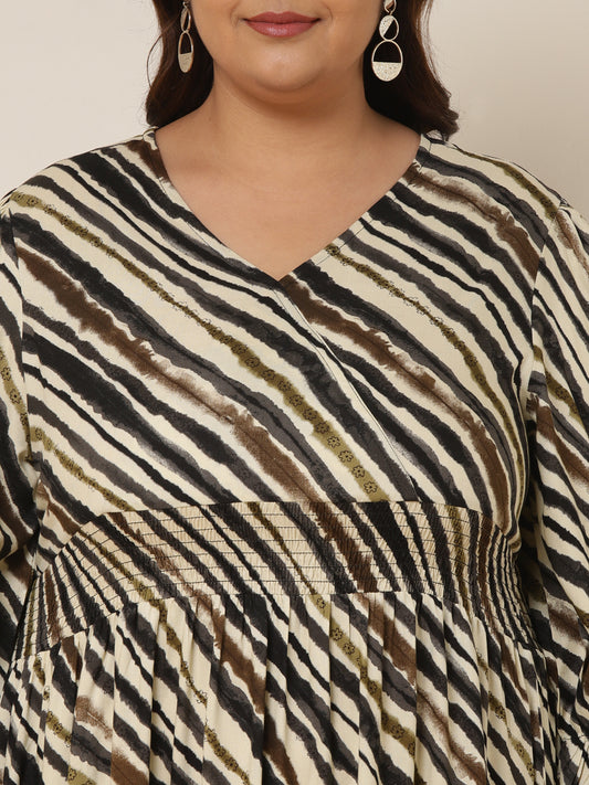 Women's Plus Size Striped Smocked Tiered Maxi Dress