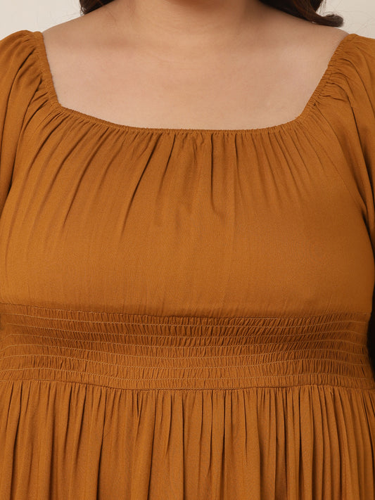 Women's Plus Size Mustard flared women maxi dress