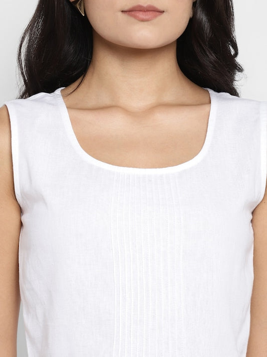 Women's White Regular Pure Cotton Crop Top