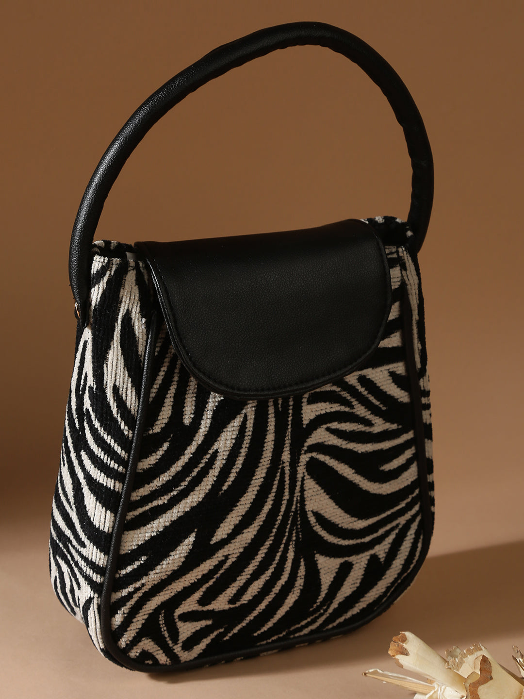 Zebra Print Single Handle Handbag
