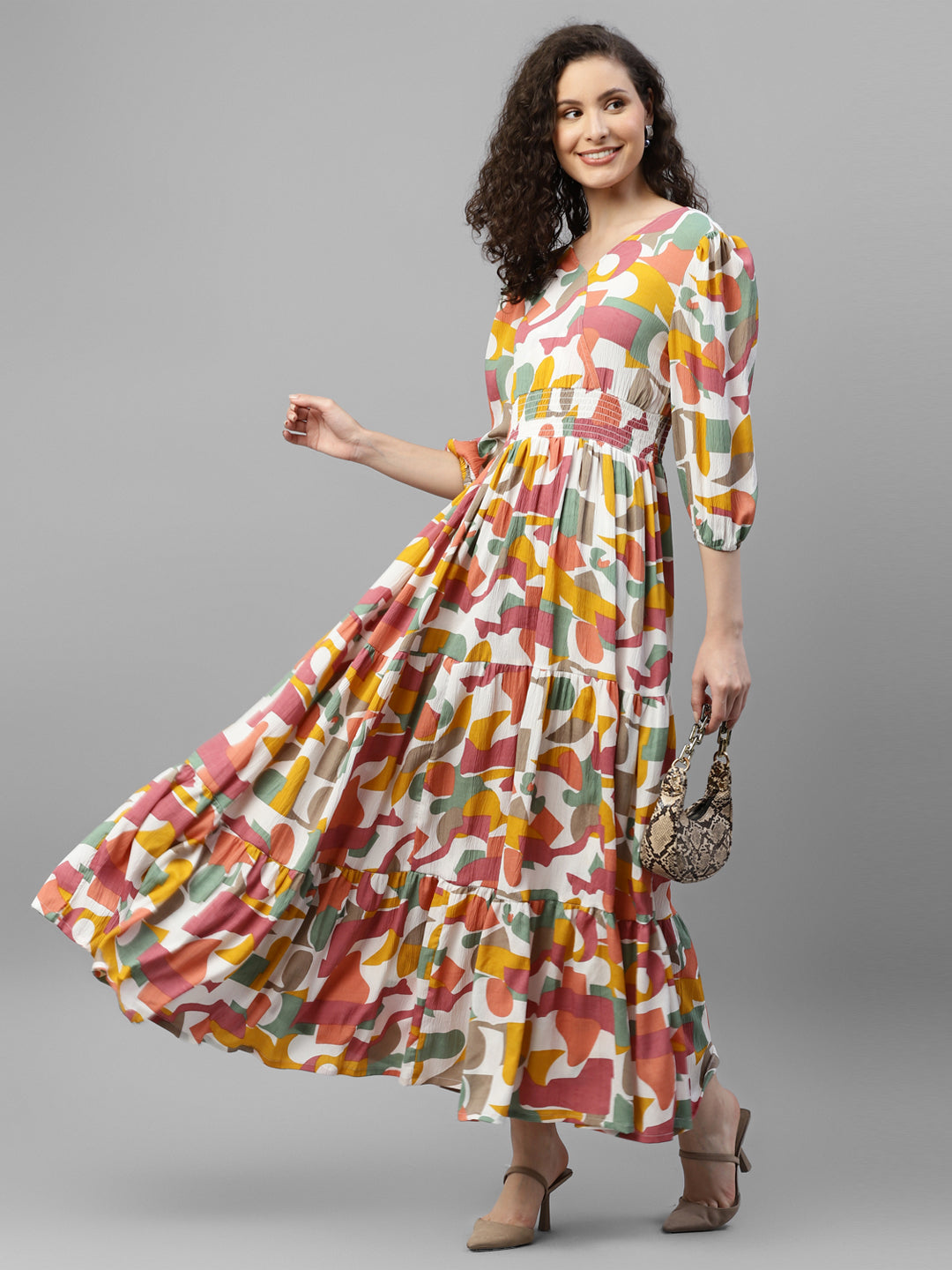 Abstract print hot sale maxi dress