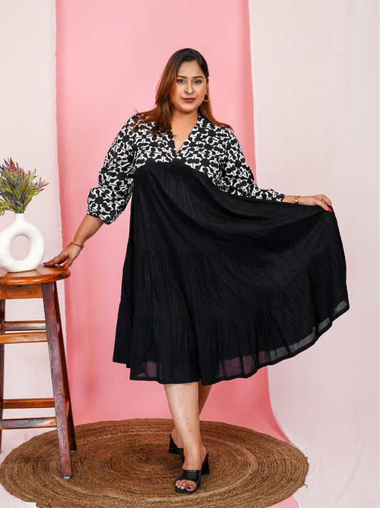 Women's Plus Size V-Neck Geometric Print Dress
