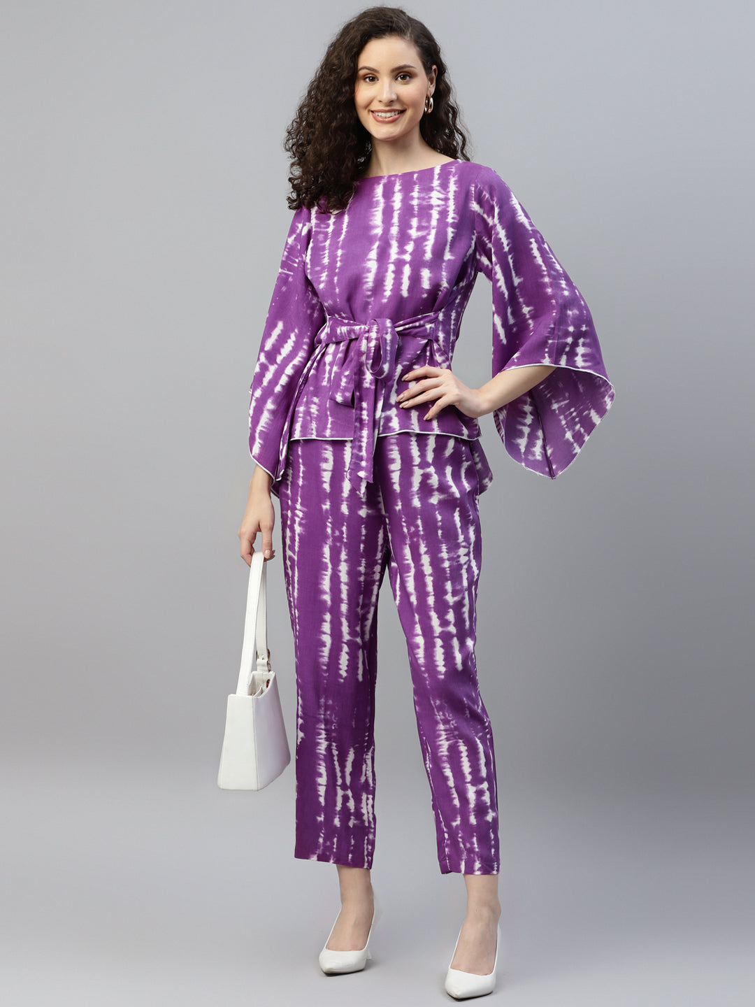 Lavender Tie & Dye Women's Belted Co-Ord Set