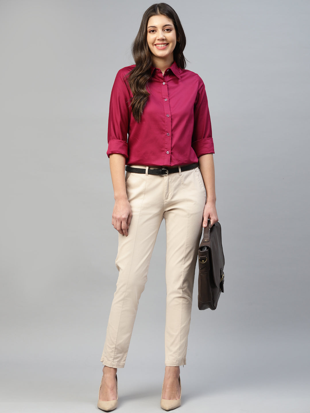 burgundy formal women shirt