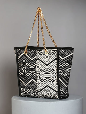 Geometric Printed Shopper Tote Bag