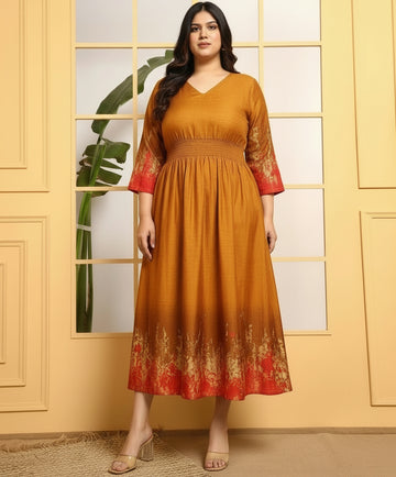 Tie Dye Fit & Flare Maxi Plus Size Dress