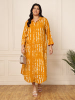 Women's Plus Size Mustard Tie and Dye Shirt Dress