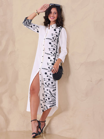 Placement Printed Pure Cotton Women Shirt Dress