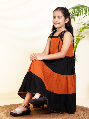 Color Block Tiered Girls Dress