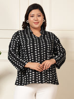Black Polka Women Plus Size Shirt