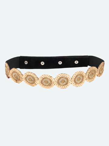 Women's Gold-Toned Circular Embellished PU Belt