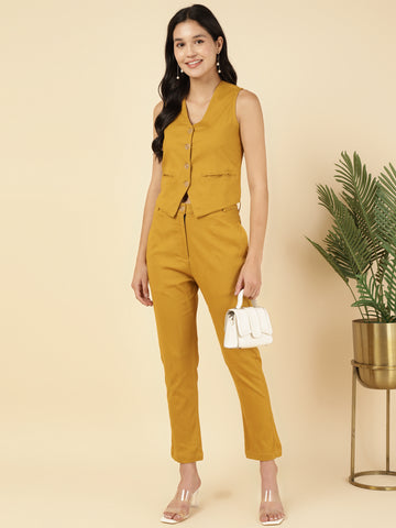 Lemon Yellow Solid Women Co-Ord Sets