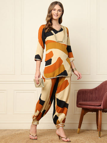 Multicolor Abstract Printed Ethnic Women Co-Ord Sets