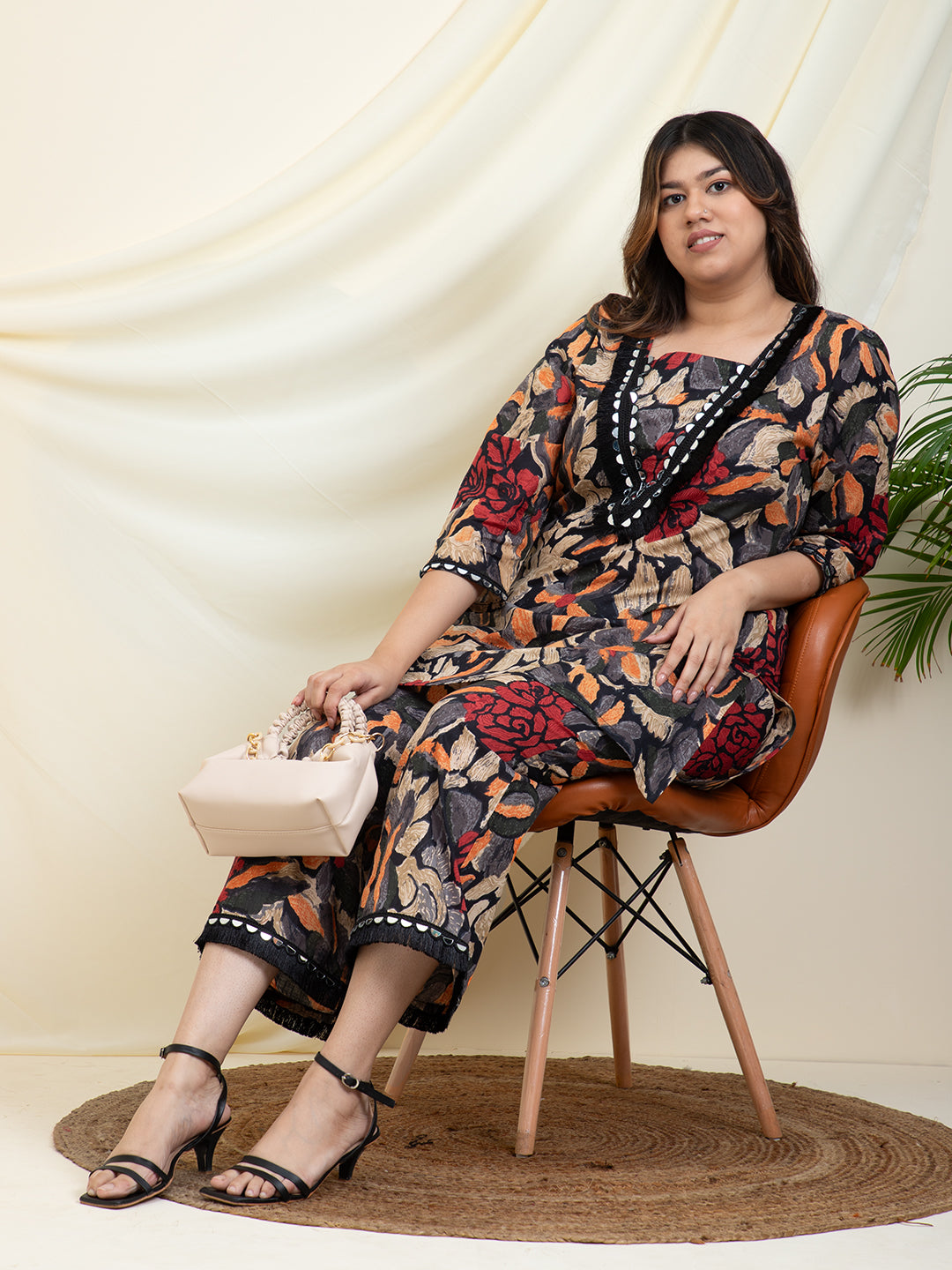 Buy Abstract Floral Printed Women Plus SIze Co-Ord Set Online