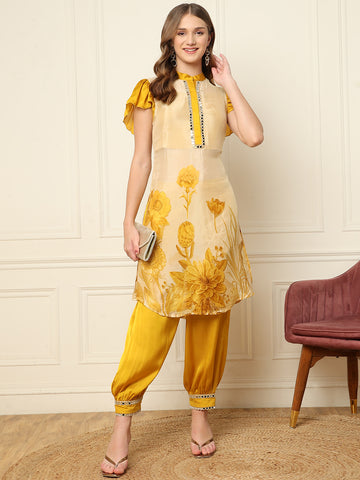 Yellow Printed Women Co-Ord Set