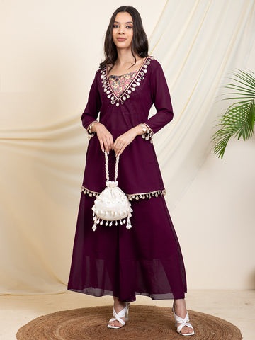 Wine Indo Western Set