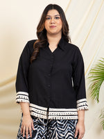 Lace Detailed Black Women Plus Size Shirt