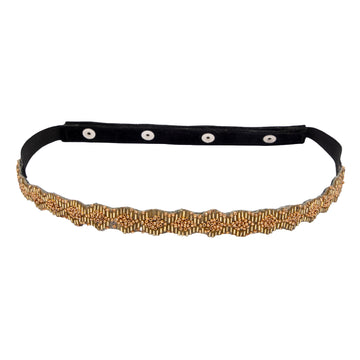 Women's Golden Beads Embellished PU Belt