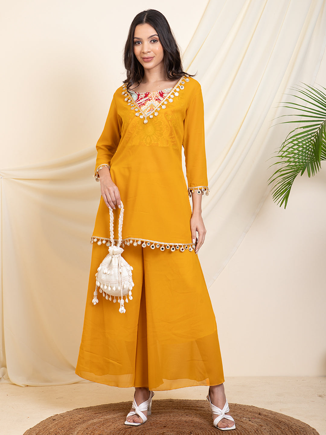 Mustard Indo Western Set