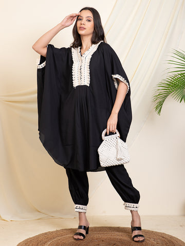 Black Kaftan With Pant Women Co-Ord Set