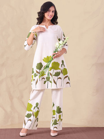 Green Multi Floral Placement Printed Pure Cotton Women Co-ord Set