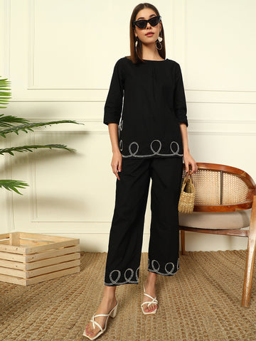 BLACK HIGH LOW WOMEN CO-ORD SET