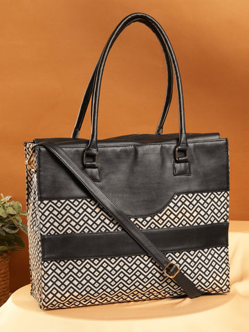 Geometric Pattern Multiple Compartments Tote Bag