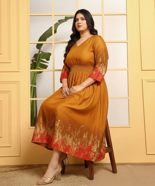 Tie Dye Fit & Flare Maxi Plus Size Dress