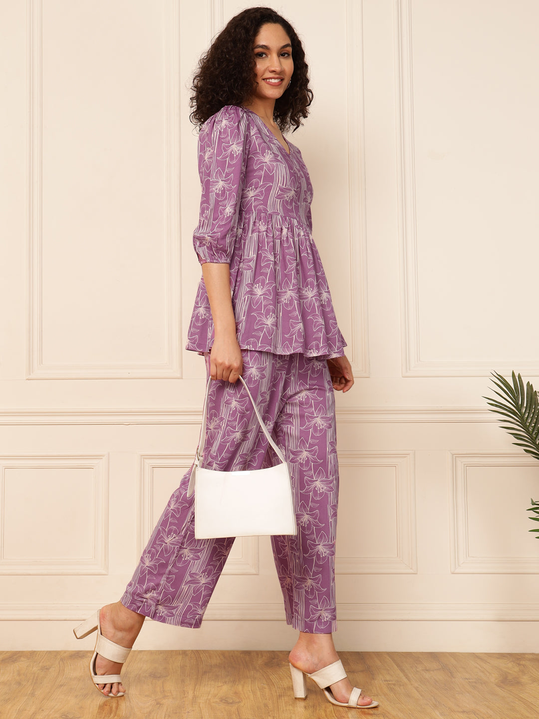 Lavender Floral Women Co-Ord Sets