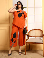 One Shoulder Asymmetric Tunic Embroidered Patch Work With Pants Women's Plus Size Co-Ord Set