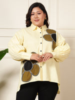 Cotton Lemon Yellow High Low Women Plus Size Shirt