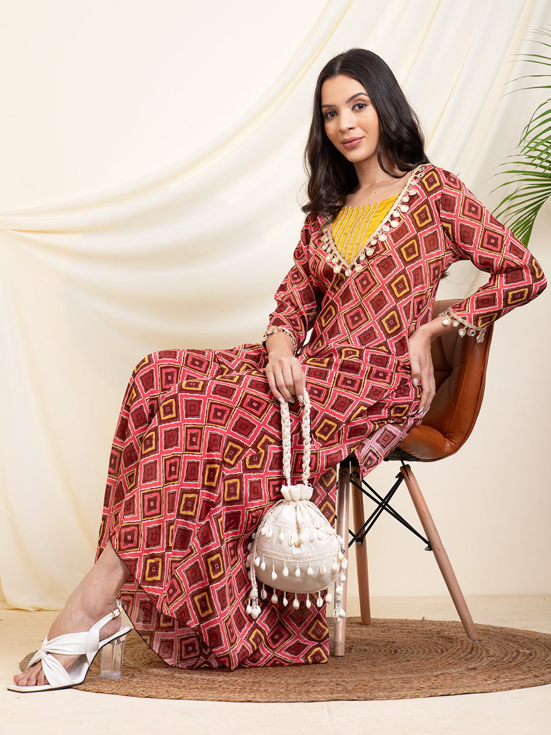 Geometrical Printed Women 3 Piece Indo Western Set