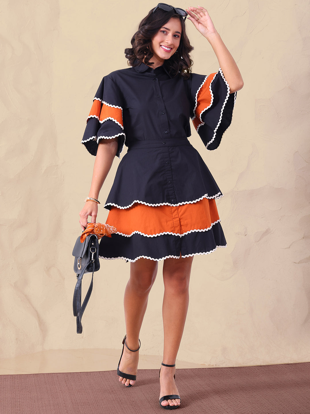 Colorblock Pure Cotton Co-Ord Set For Women