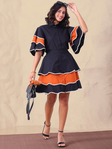 Colorblock Pure Cotton Co-Ord Set For Women