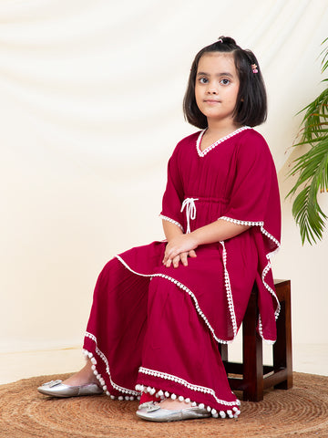 Solid Kaftan Kurti With Sharara