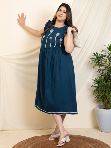 Women Teal Blue A-Line Plus Size Dress