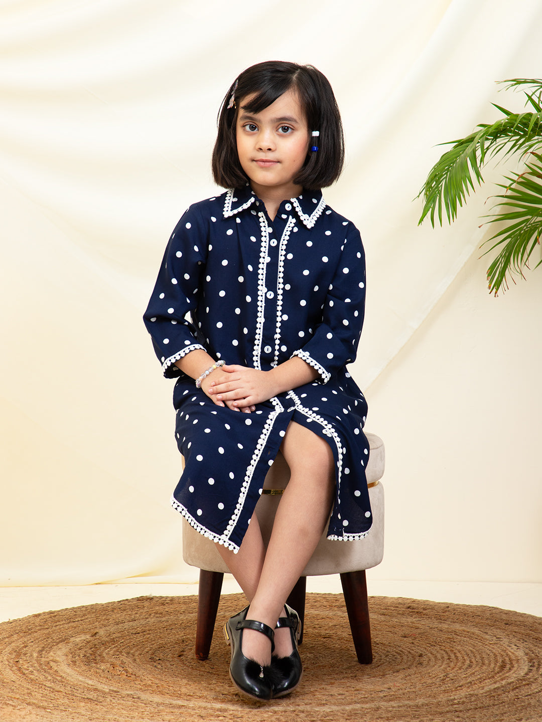 Polka Dots Printed Shirt Dress