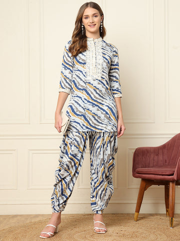 Wave Printed Indo Western Women Co-Ord Sets