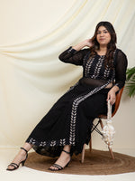 Black Embroidered Ethnic Indo Western Women Plus Size Co-Ord Set