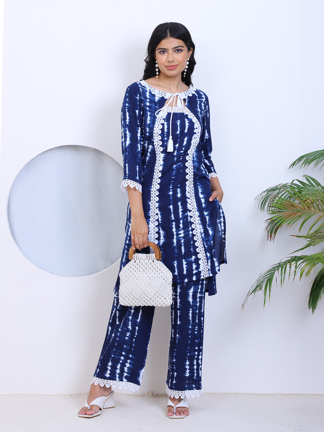 Blue Tie Dye Ethnic Indo Western Women Co-Ord Set