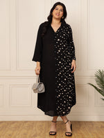 Women's Plus Size Black Heart Printed Shirt Dress