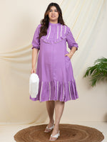 Lavender Tiered Women Shirt Plus Size Dress