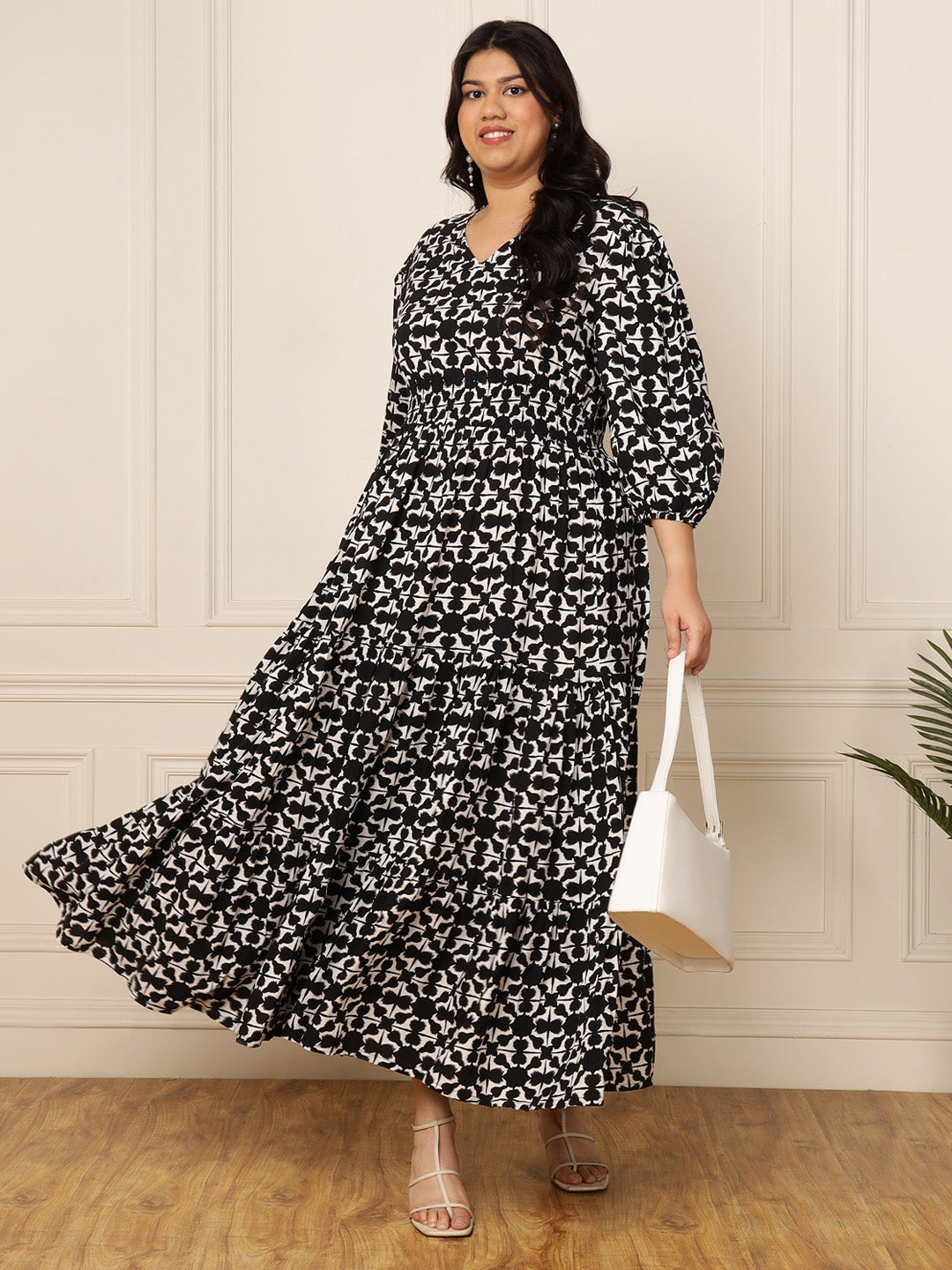 Women's Plus Size Geometric printed women maxi dress