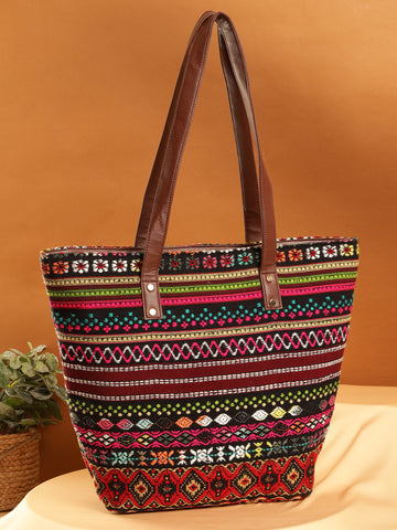 Multicolor Embroidered Tote Bag